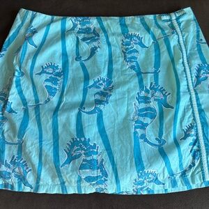 Lily Pulitzer Y2K vintage skort teal blue seahorse EUC SZ 10
